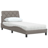 Lit avec matelas taupe 90x190 cm tissu