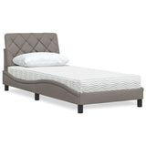 Lit avec matelas taupe 90x190 cm tissu