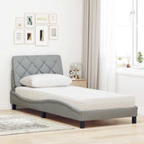 Lit avec matelas gris clair 90x200 cm tissu