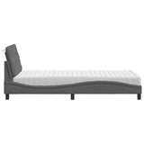 Lit avec matelas gris foncé 90x200 cm tissu