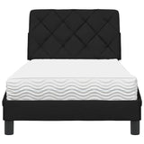 Lit avec matelas noir 90x200 cm tissu