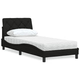 Lit avec matelas noir 90x200 cm tissu