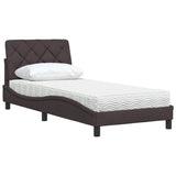 Lit avec matelas marron foncé 90x200 cm tissu