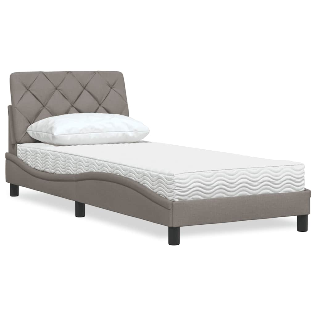 Lit avec matelas taupe 90x200 cm tissu