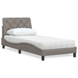 Lit avec matelas taupe 90x200 cm tissu