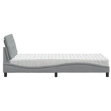 Lit avec matelas gris clair 100x200 cm tissu