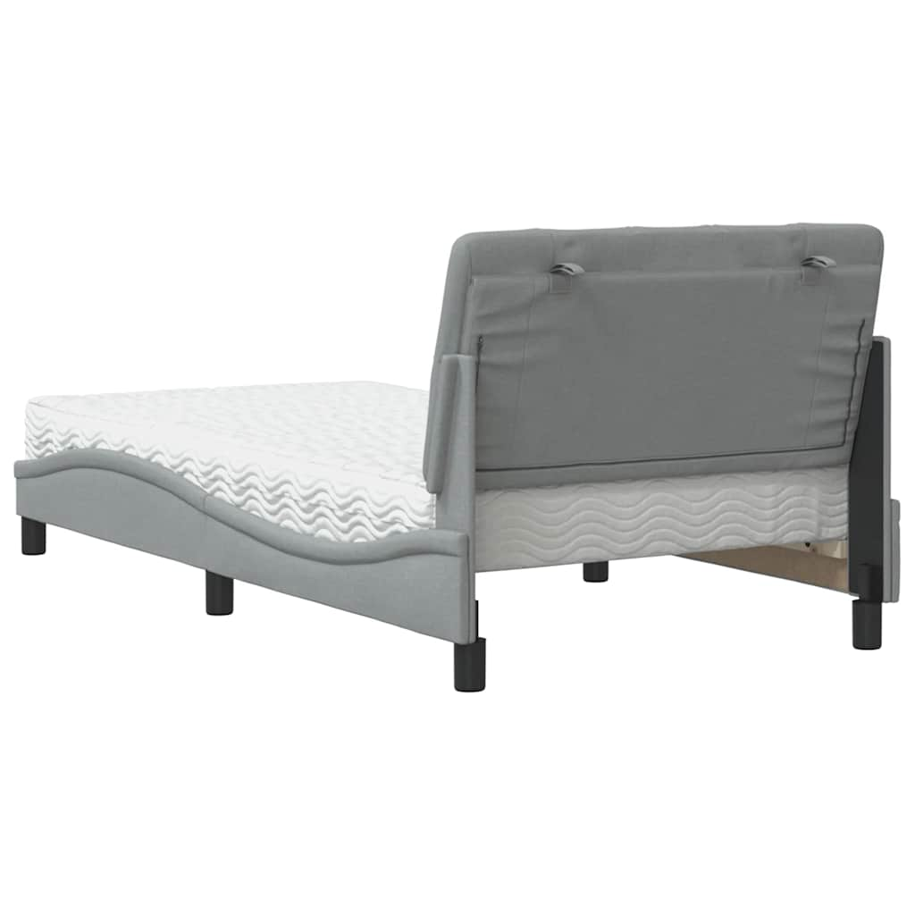 Lit avec matelas gris clair 100x200 cm tissu