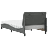 Lit avec matelas gris foncé 100x200 cm tissu