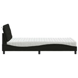 Lit avec matelas noir 100x200 cm tissu