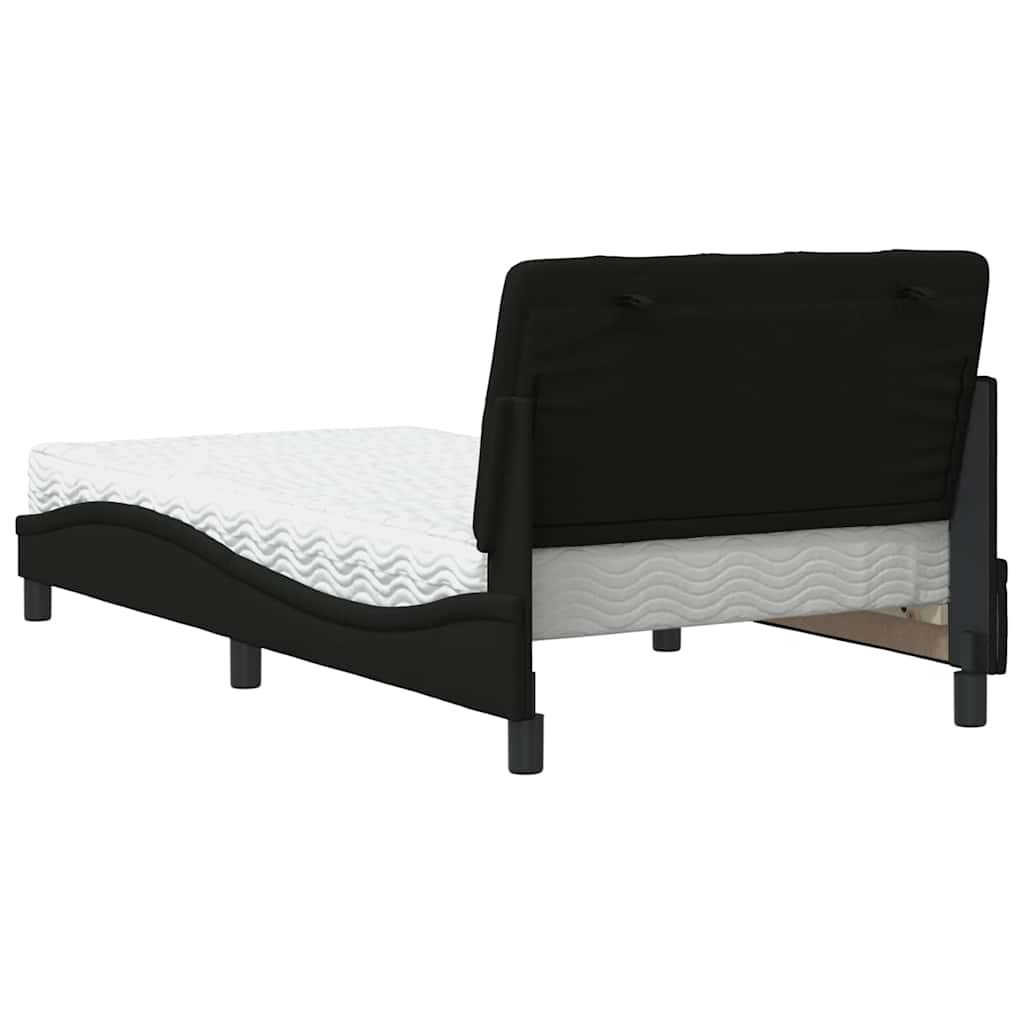 Lit avec matelas noir 100x200 cm tissu