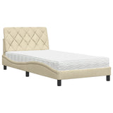 Lit avec matelas crème 100x200 cm tissu