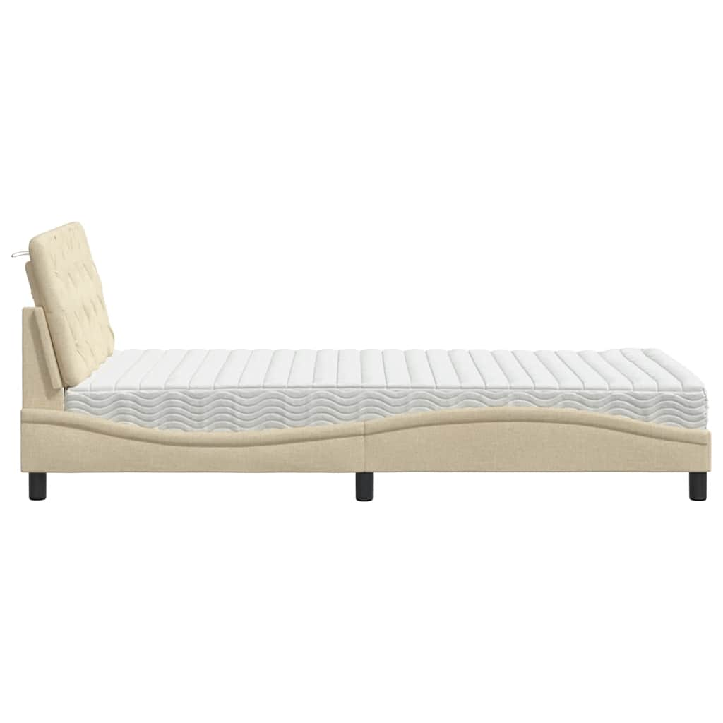 Lit avec matelas crème 100x200 cm tissu