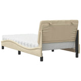 Lit avec matelas crème 100x200 cm tissu