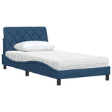 Lit avec matelas bleu 100x200 cm tissu