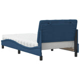 Lit avec matelas bleu 100x200 cm tissu