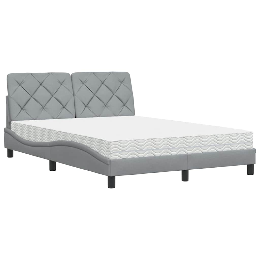 Lit avec matelas gris clair 120x200 cm tissu