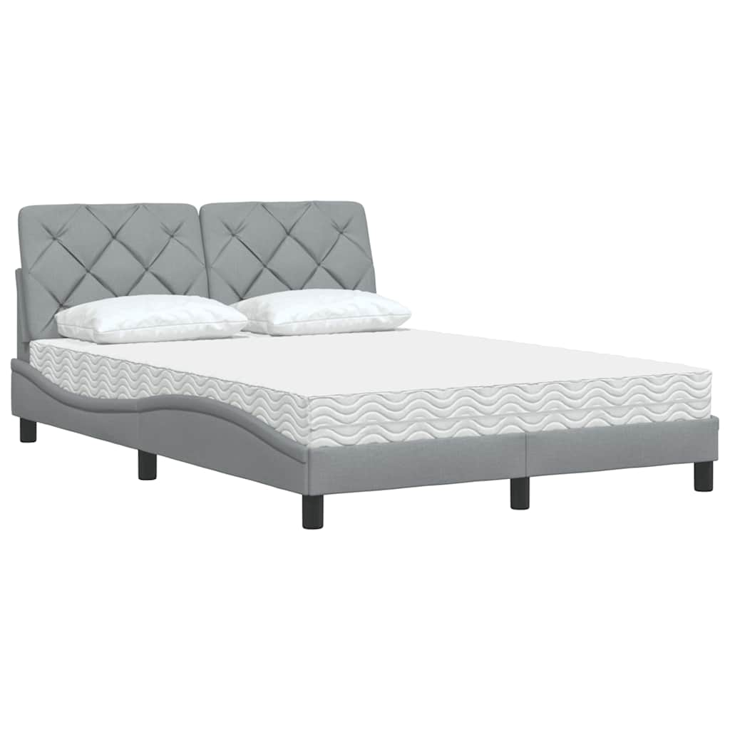 Lit avec matelas gris clair 120x200 cm tissu