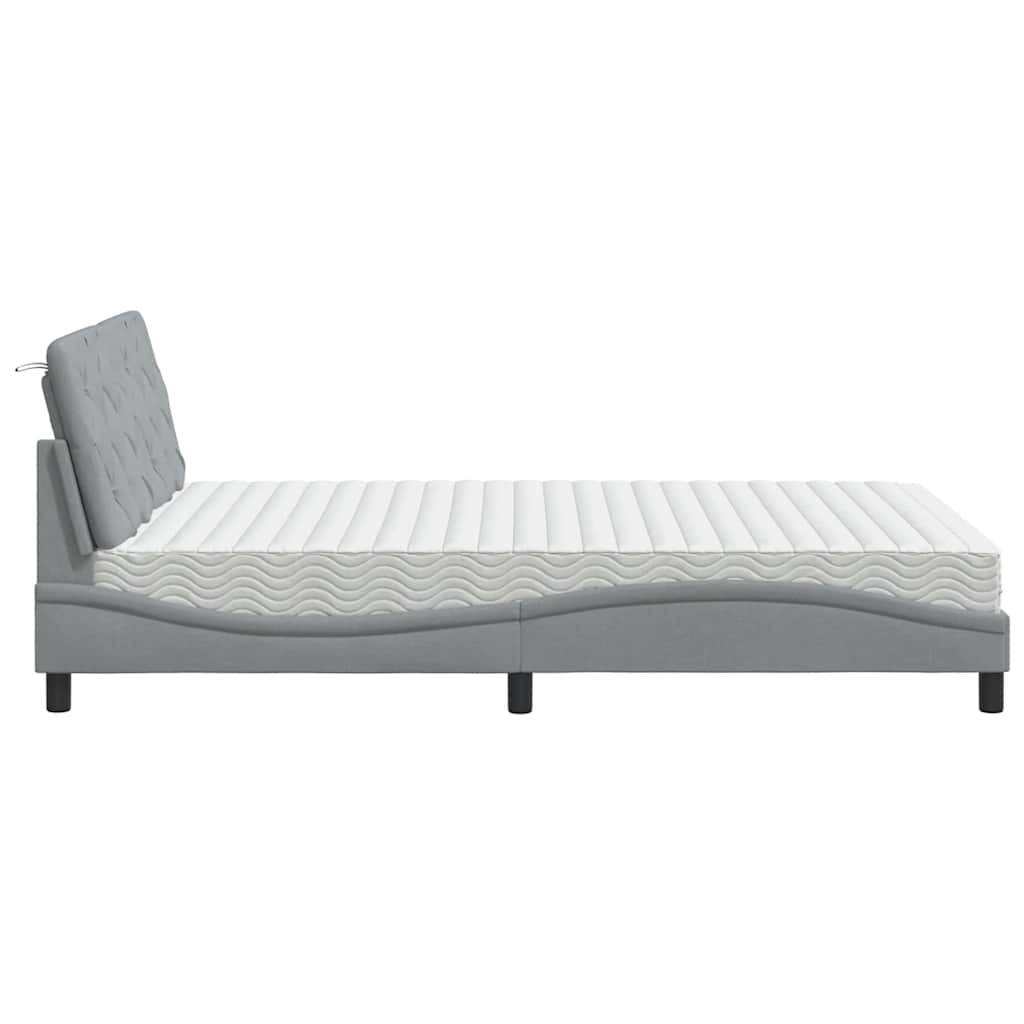 Lit avec matelas gris clair 120x200 cm tissu