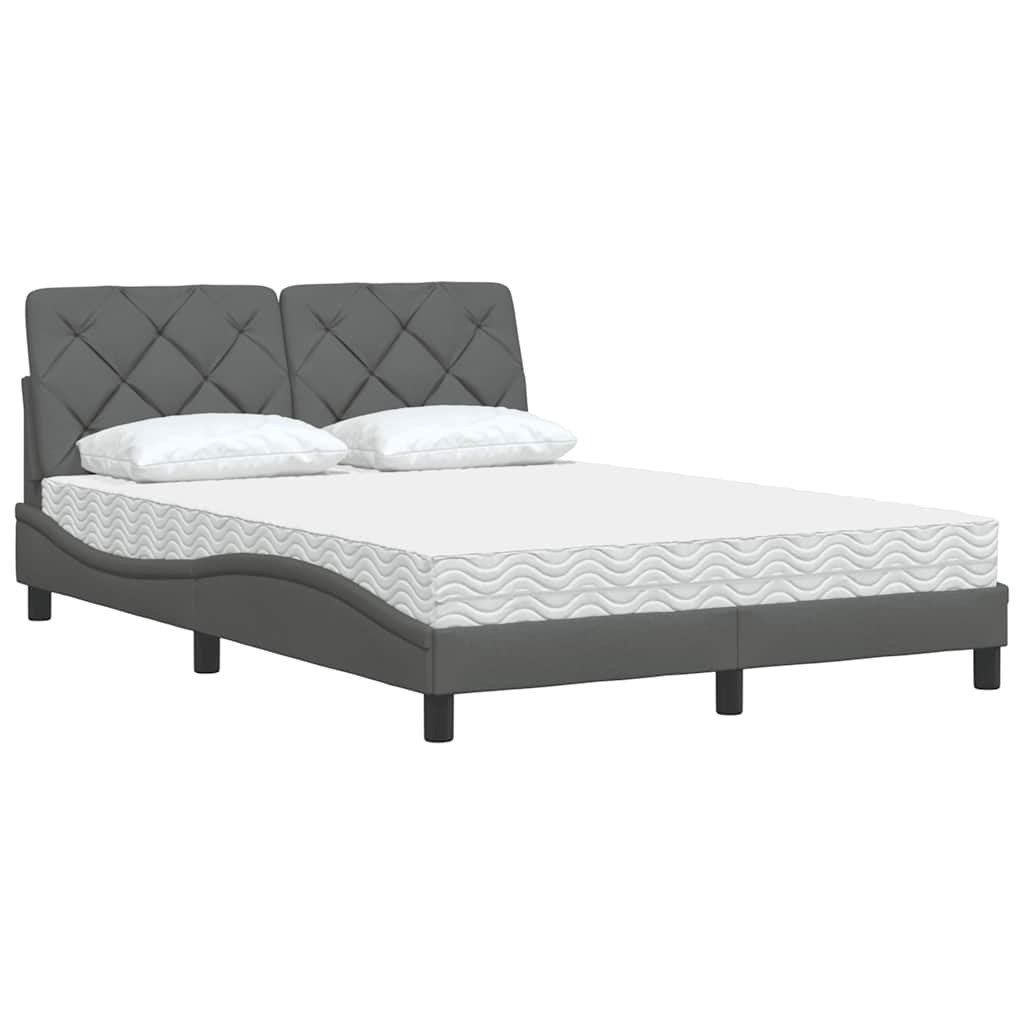 Lit avec matelas gris foncé 120x200 cm tissu