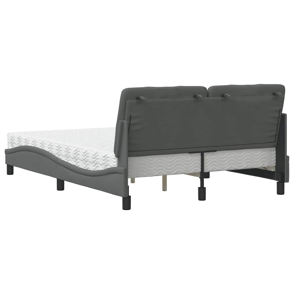 Lit avec matelas gris foncé 120x200 cm tissu