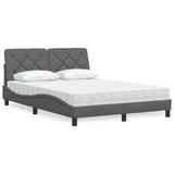 Lit avec matelas gris foncé 120x200 cm tissu