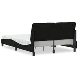 Lit avec matelas noir 120x200 cm tissu