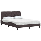 Bed with dark brown mattress 120x200 cm fabric