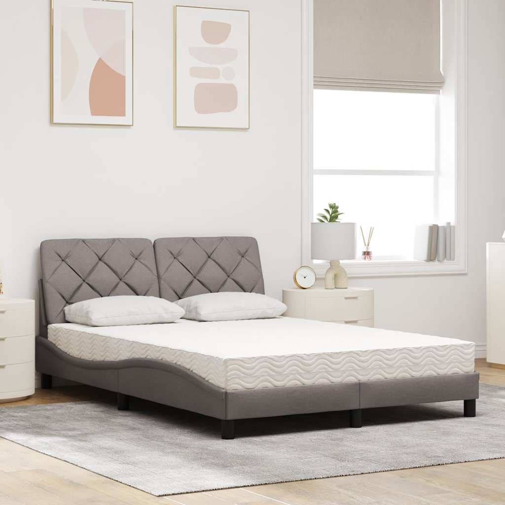 Lit avec matelas taupe 120x200 cm tissu