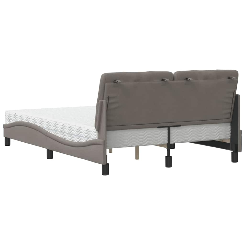 Lit avec matelas taupe 120x200 cm tissu