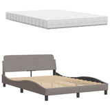 Lit avec matelas taupe 120x200 cm tissu