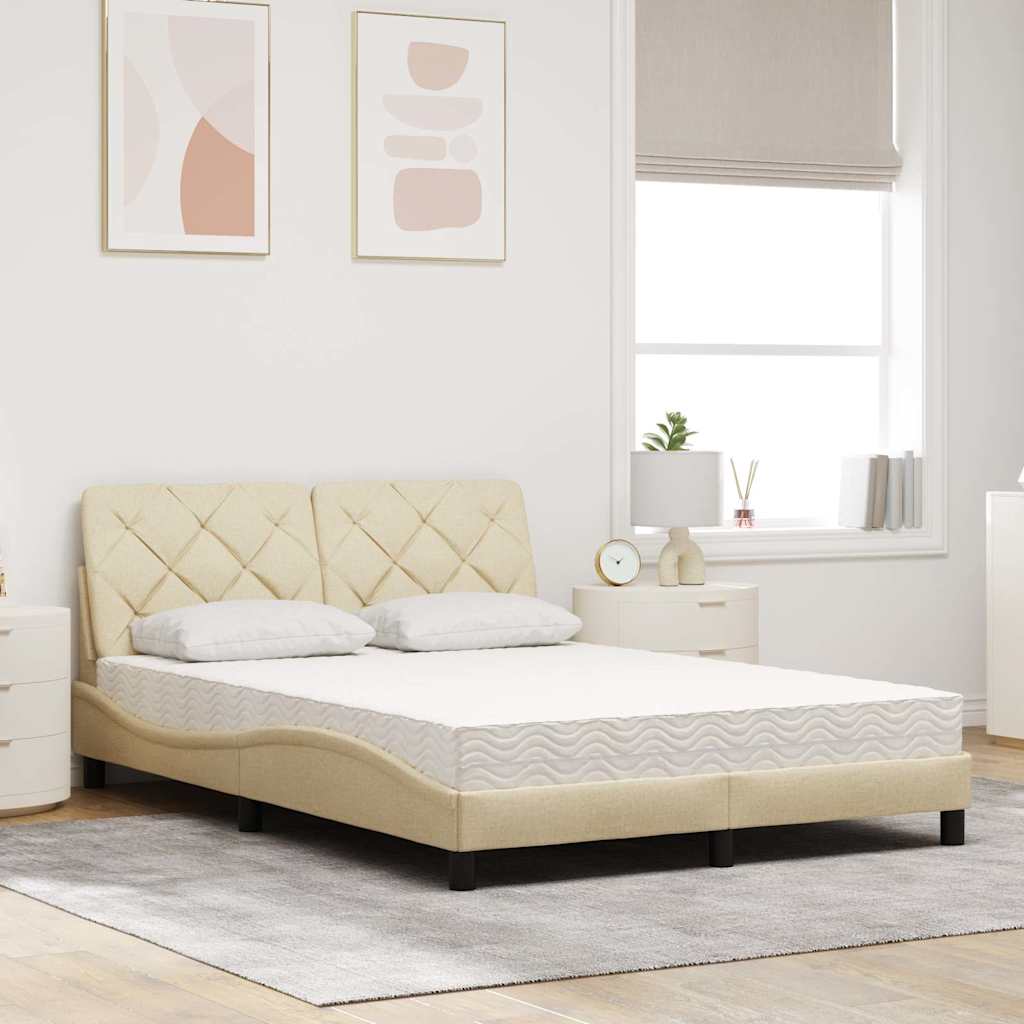 Lit avec matelas crème 120x200 cm tissu