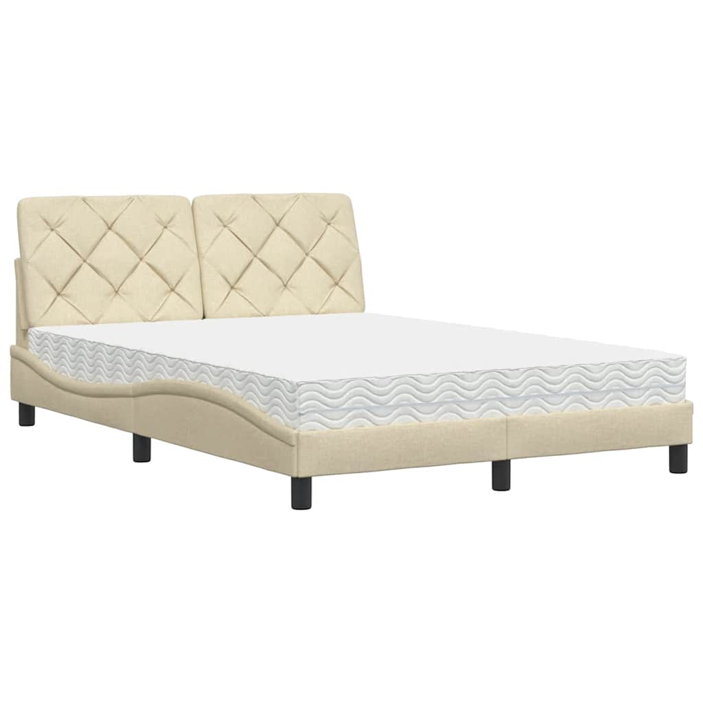 Lit avec matelas crème 120x200 cm tissu