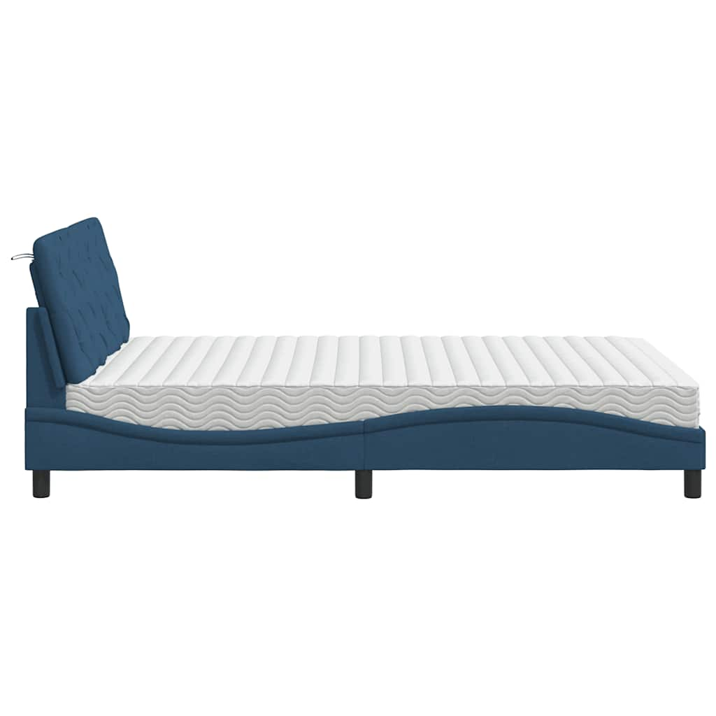 Lit avec matelas bleu 120x200 cm tissu