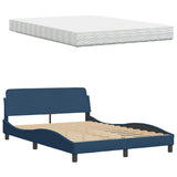 Lit avec matelas bleu 120x200 cm tissu