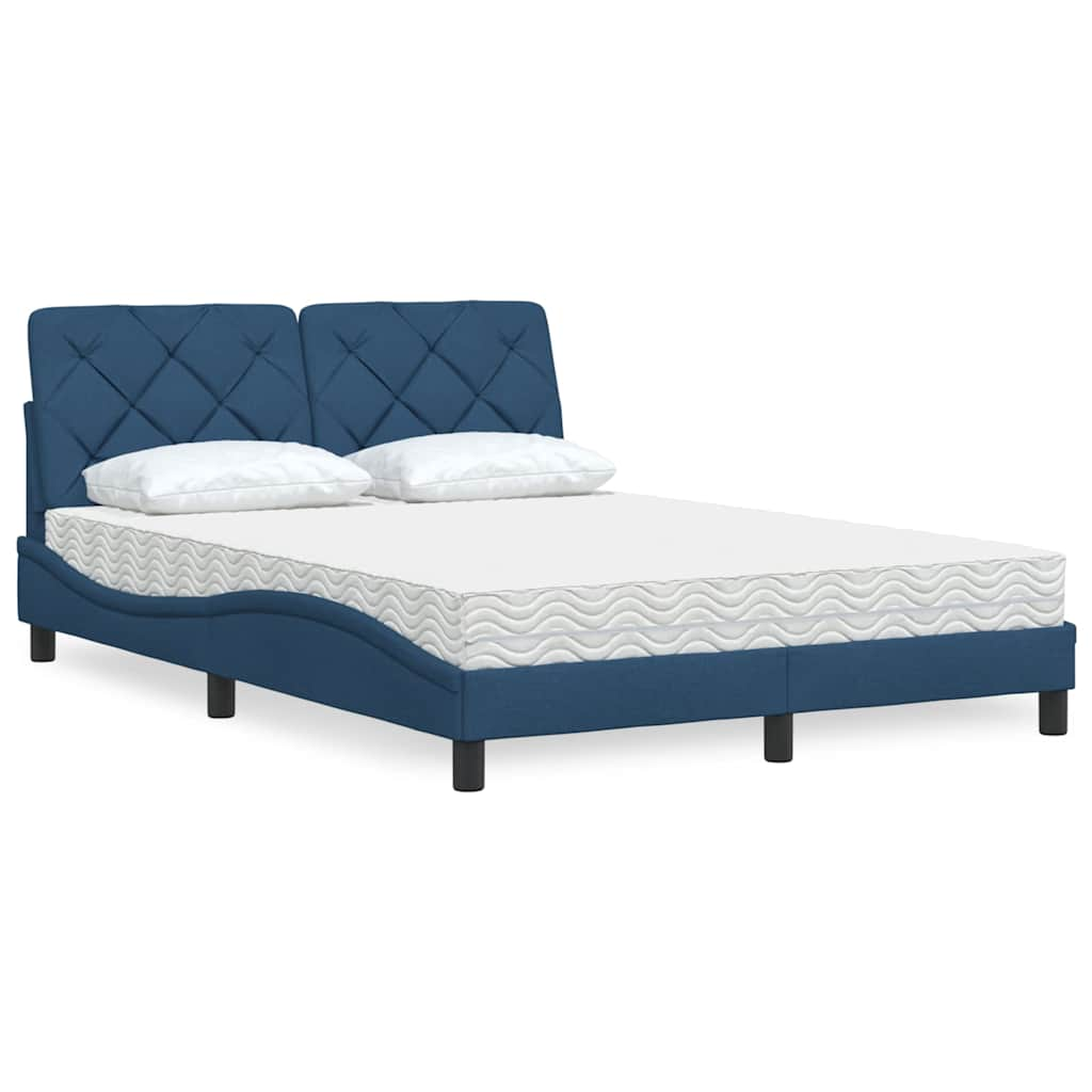 Lit avec matelas bleu 120x200 cm tissu