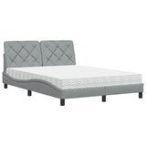 Lit avec matelas gris clair 140x190 cm tissu