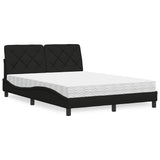 Lit avec matelas noir 140x190 cm tissu