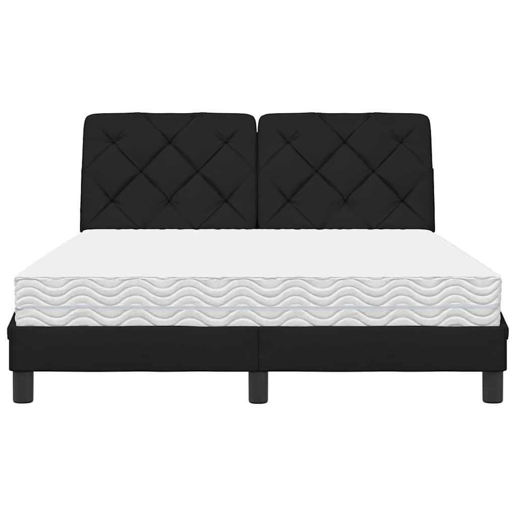 Lit avec matelas noir 140x190 cm tissu