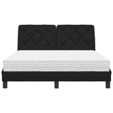 Lit avec matelas noir 140x190 cm tissu