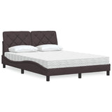 Lit avec matelas marron foncé 140x190 cm tissu