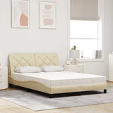 Lit avec matelas crème 140x190 cm tissu