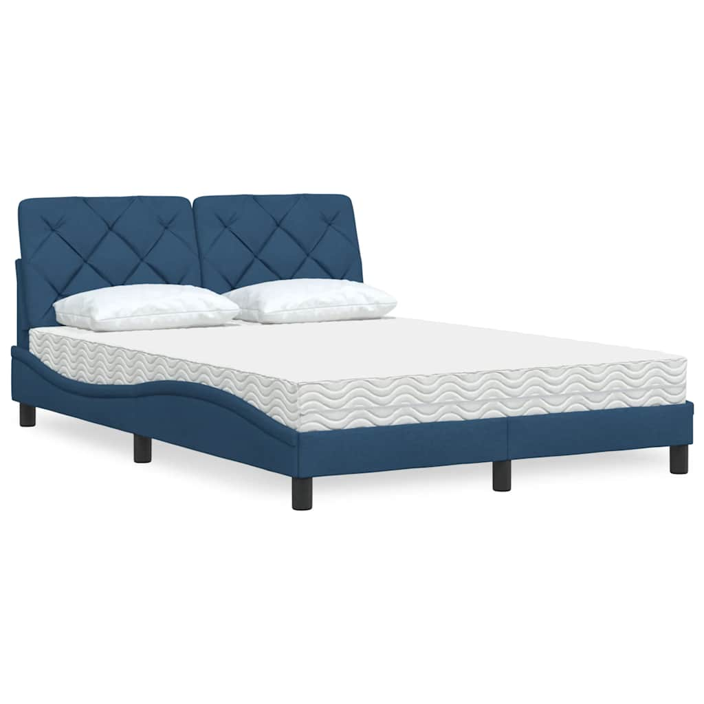 Lit avec matelas bleu 140x190 cm tissu