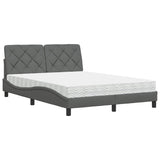 Lit avec matelas gris foncé 140x200 cm tissu