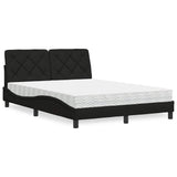 Lit avec matelas noir 140x200 cm tissu