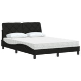 Lit avec matelas noir 140x200 cm tissu