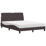 Lit avec matelas marron foncé 140x200 cm tissu