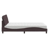 Lit avec matelas marron foncé 140x200 cm tissu