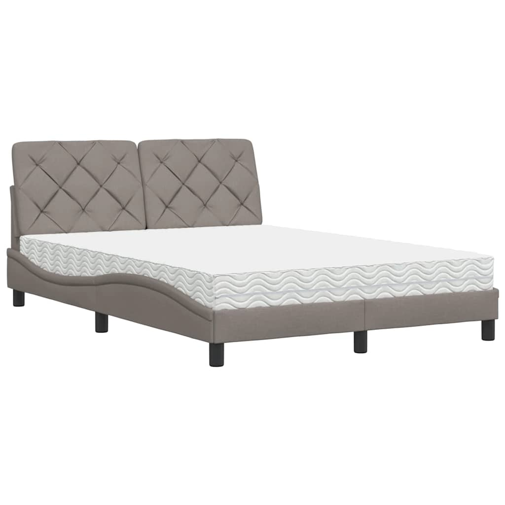 Lit avec matelas taupe 140x200 cm tissu