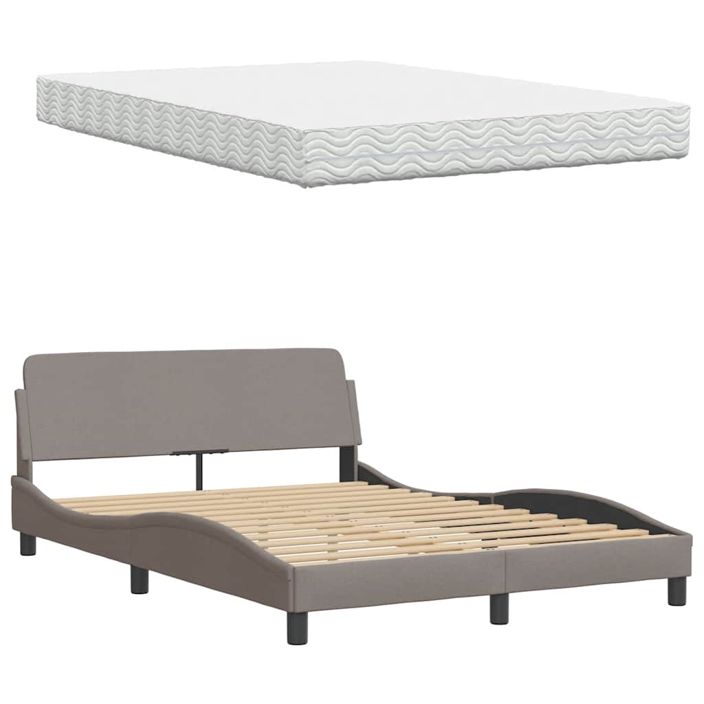 Lit avec matelas taupe 140x200 cm tissu