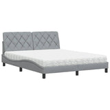 Lit avec matelas gris clair 160x200 cm tissu